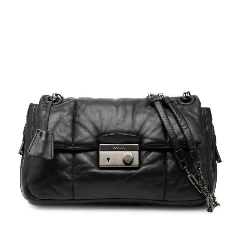 Prada Nappa Bomber Chain Shoulder Bag Black